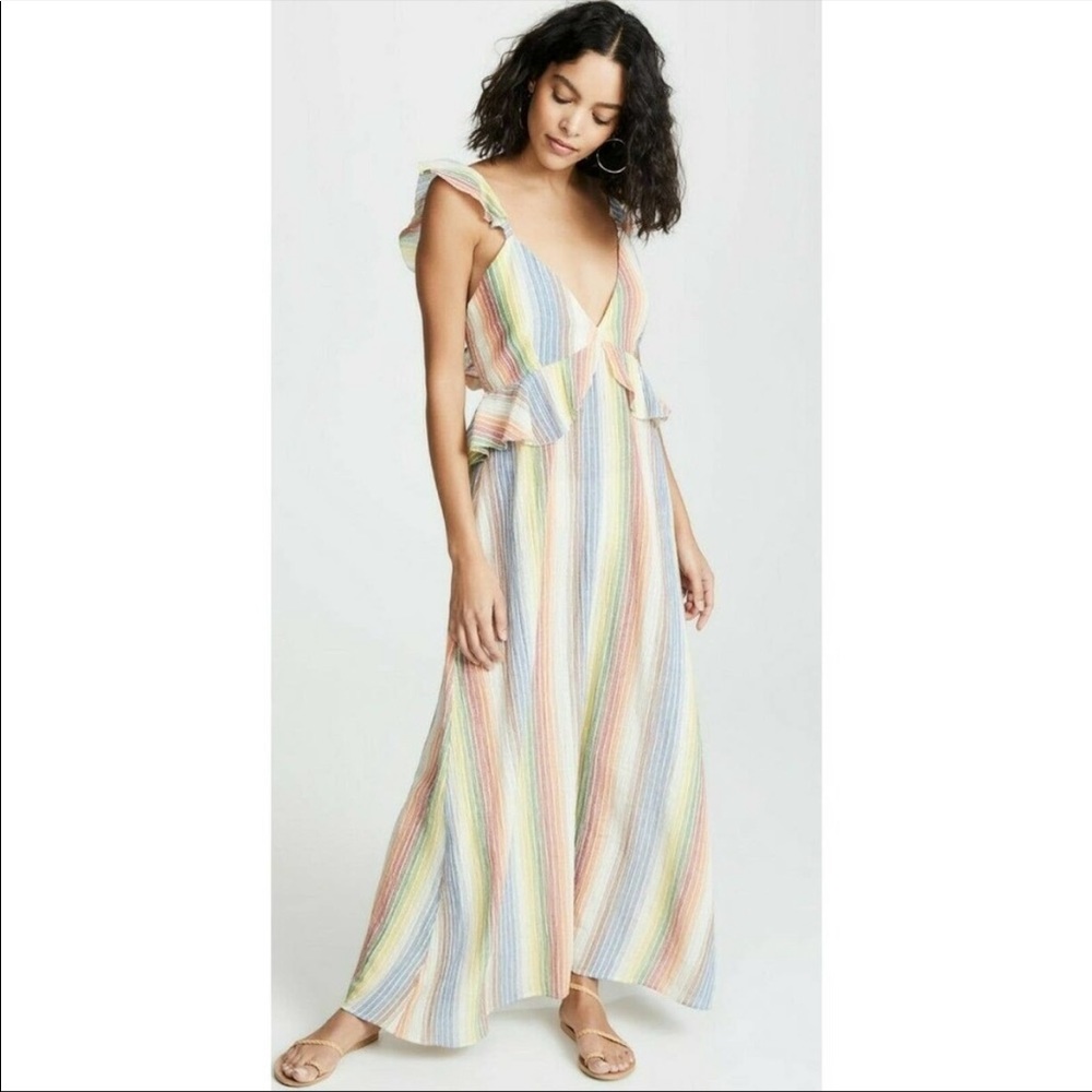 SAYLOR Pastel Rainbow Stripe Maxi Dress